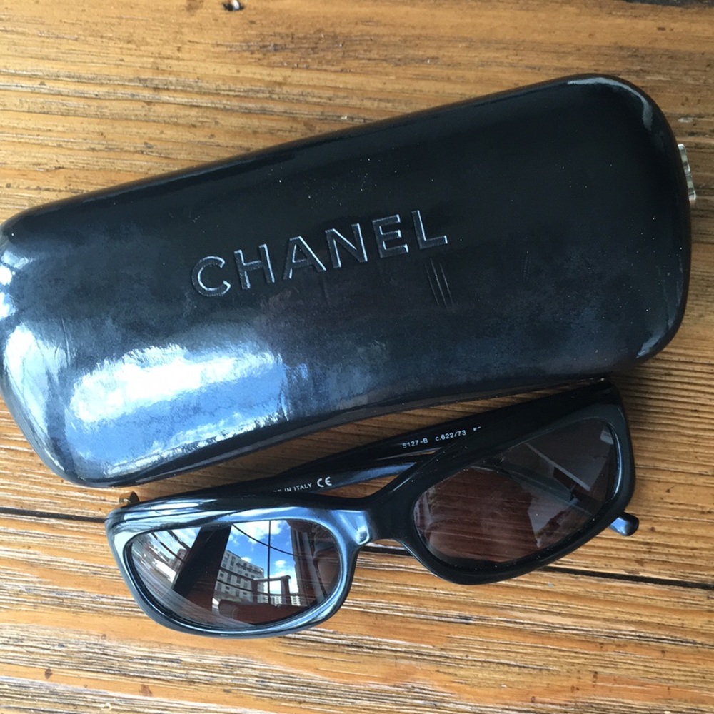 Authentic Chanel Sunglasses with Jeweled Flowers